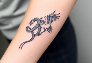 A snake and crane tattoo idea