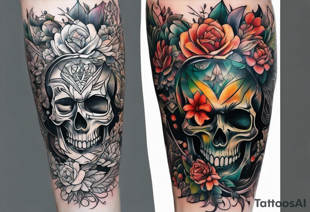 Full leg tattoo sleeve square tattoo idea