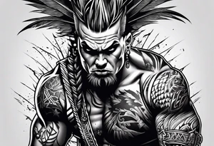 a mad mohawk axeman trying to attack you tattoo idea