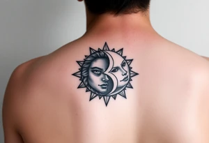 sunface (sunsign in aquarius) & moonface (moonsign in pisces) astrology / yang and yang inspired tattoo idea
