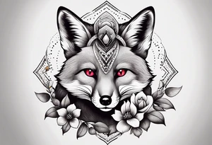 Fox with a honeybee and a ruby tattoo idea
