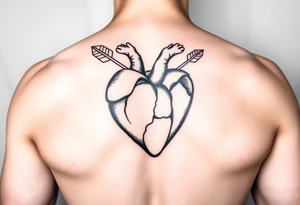 Detailed heart with an arrow inside tattoo idea