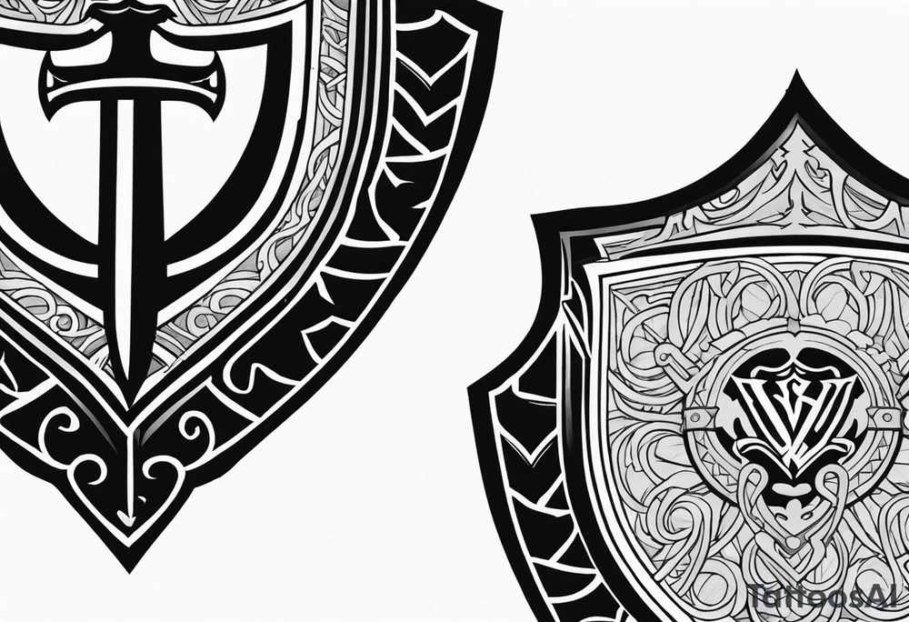 Valhalla shield sword tattoo idea