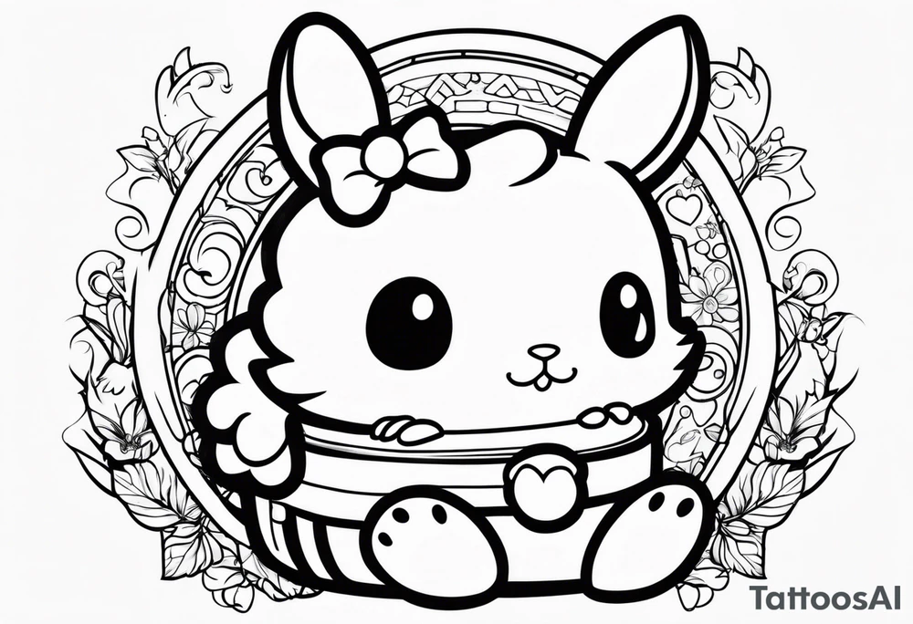 super cute anime cinnamon roll bunny sanrio boba tattoo idea