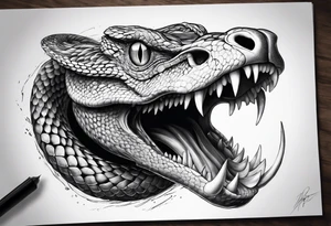 Viper Going Through Skull tattoo idea