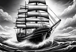 boat on stormy seas tattoo idea