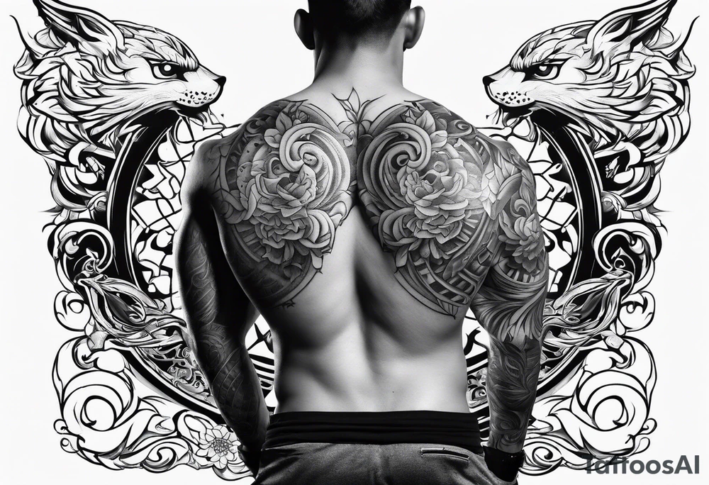 upper back tattoo that represent martial art tattoo idea