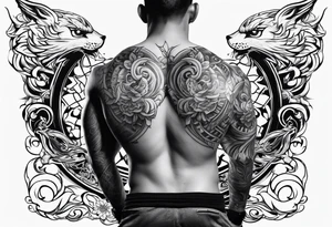 upper back tattoo that represent martial art tattoo idea