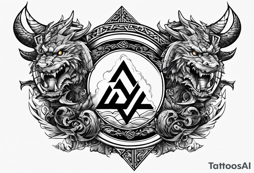 Valhalla valknut sword axe Dragon tattoo idea