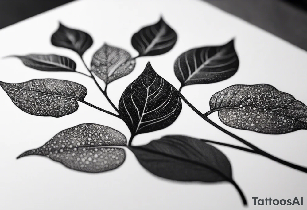 very simple leaves with flow , white background tattoo idea