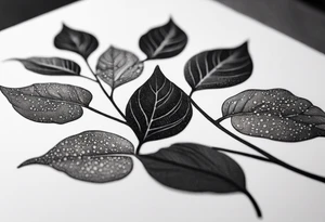 very simple leaves with flow , white background tattoo idea
