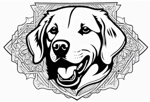 a golden retriever in plain white karate gis tattoo idea
