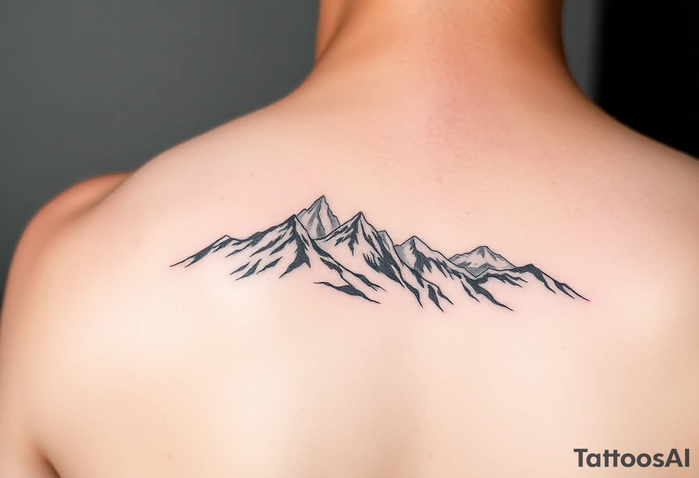 mountain range with four mountains tattoo idea