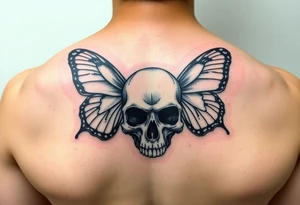 Butterfly side ways on a skull tattoo idea