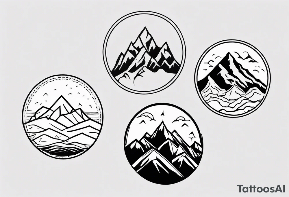 Four peak line art mountain tattoo tattoo idea