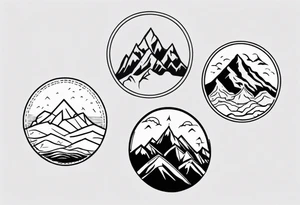 Four peak line art mountain tattoo tattoo idea