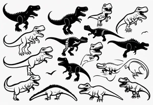 silly happy t rex swimming tattoo idea