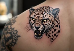angry cheetah tattoo idea