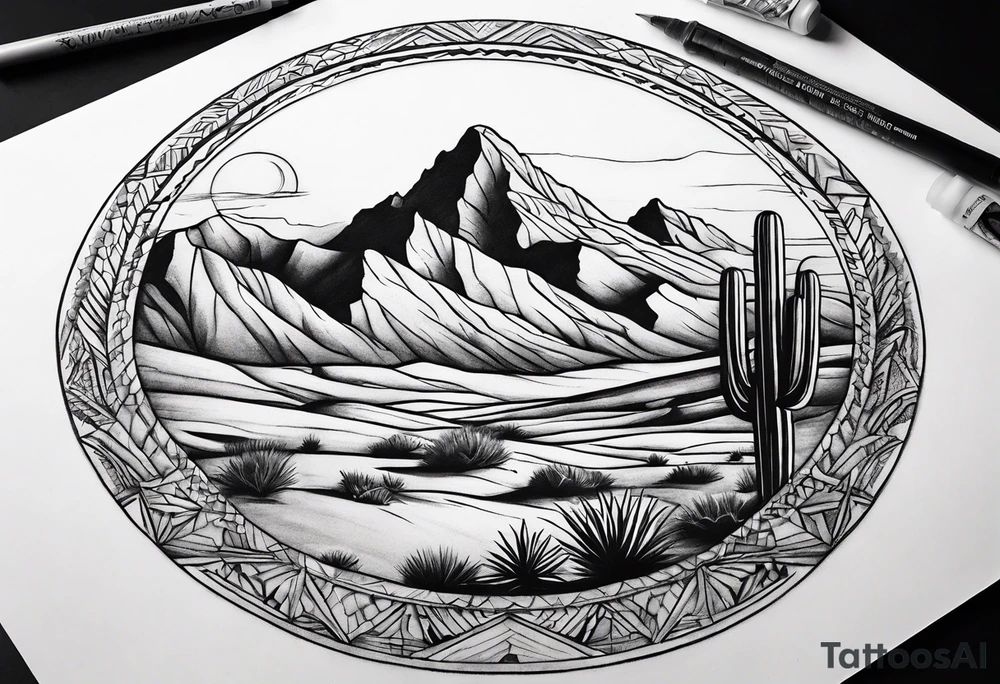 Desert and Mountains tattoo idea