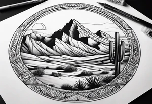 Desert and Mountains tattoo idea