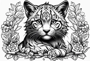 Young wildCat cub blank background tattoo idea