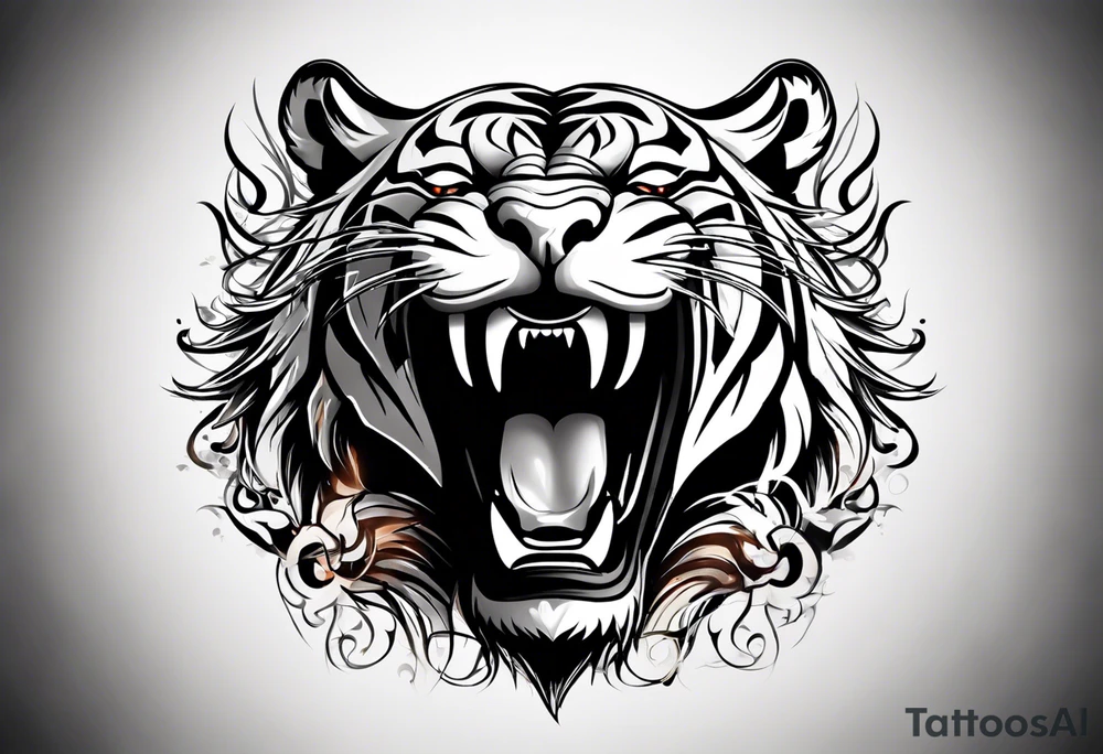 A shouting tiger tattoo idea