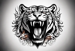 A shouting tiger tattoo idea