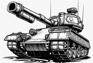 Cartoon tank with detailed treads/tracks tattoo idea