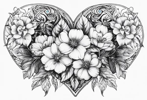 Heart shaped flower frane tattoo idea