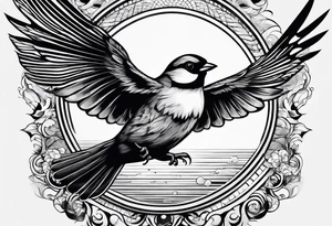 one flying 
sparrow, sunrays, tattoo idea