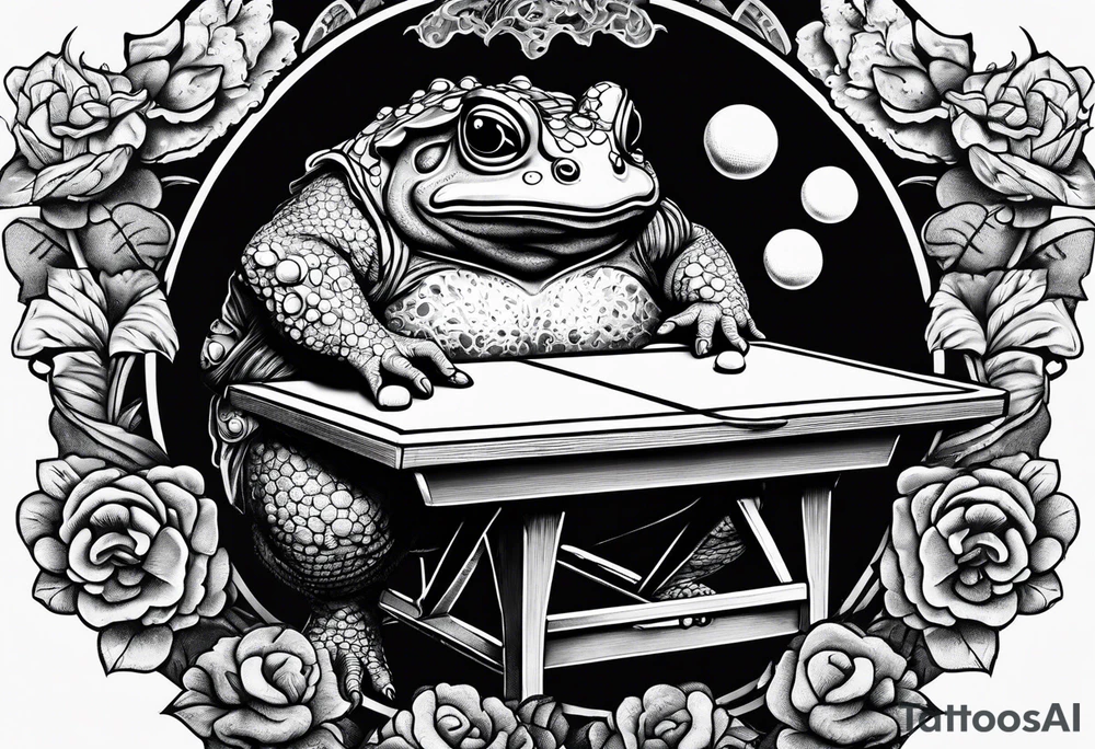 Toad man playing ping pong tattoo idea