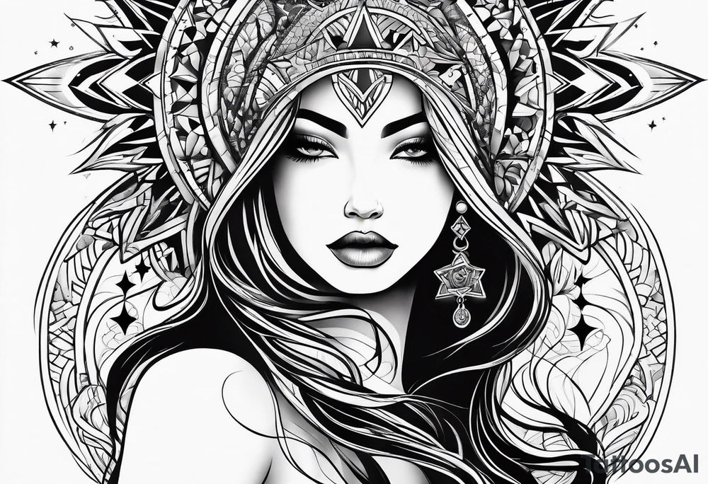 spiritual star female tattoo idea