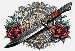 knife with hand on the blade tattoo idea