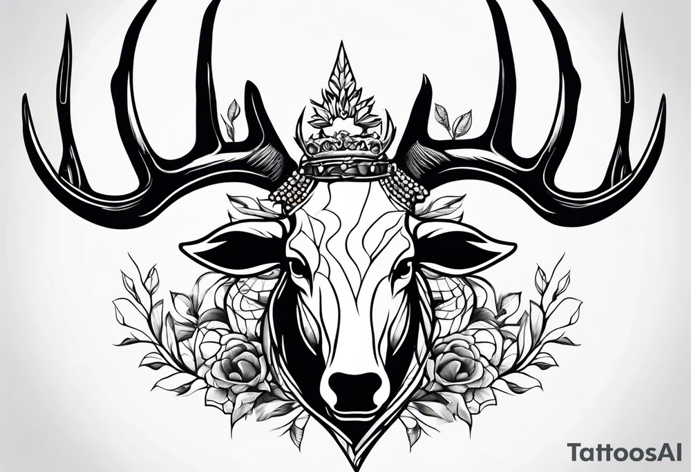 A crow on a elk skull tattoo idea