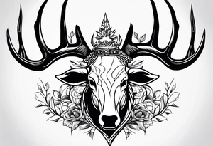 A crow on a elk skull tattoo idea