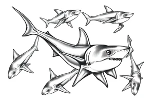 school of sharks from an above view tattoo idea