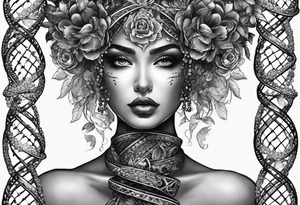 detailed DNA double helix realistic no faces tattoo idea