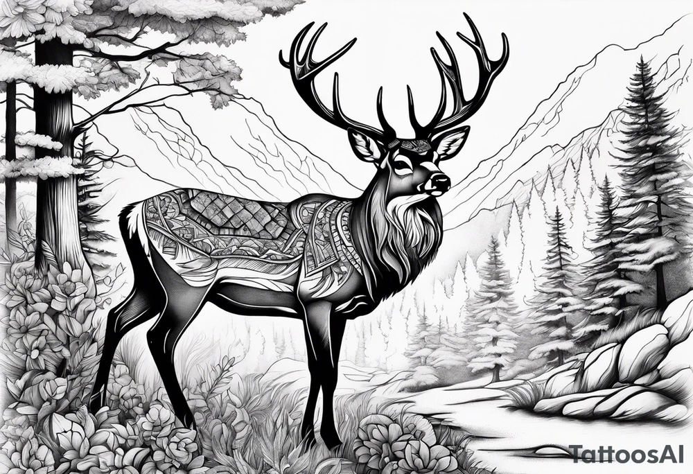 deer forest tattoo idea