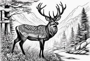 deer forest tattoo idea