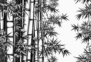 bamboo with cherry blossum tree behind it tattoo idea