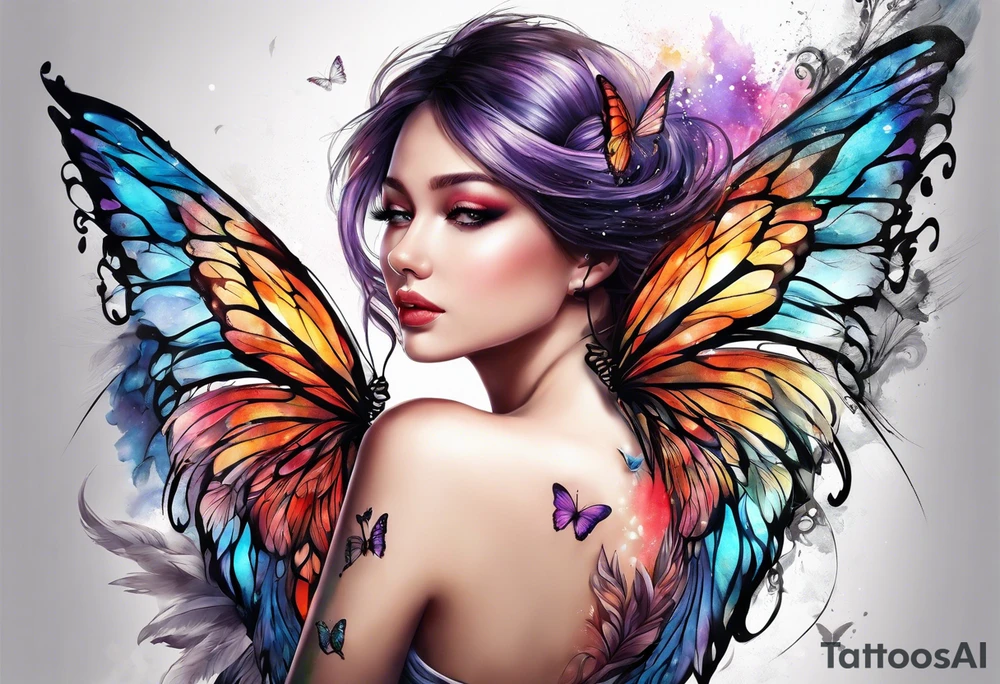 One Angel wing with butterfly with your wings were ready but my heart was not tattoo idea