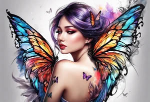 One Angel wing with butterfly with your wings were ready but my heart was not tattoo idea
