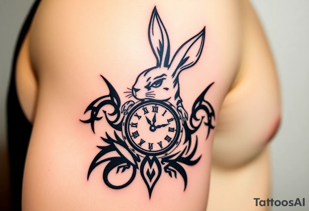 Rabbit with a Clock tattoo idea