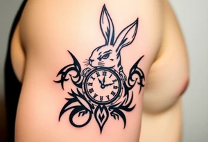 Rabbit with a Clock tattoo idea