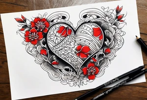 broken heart fine 
line tattoo idea