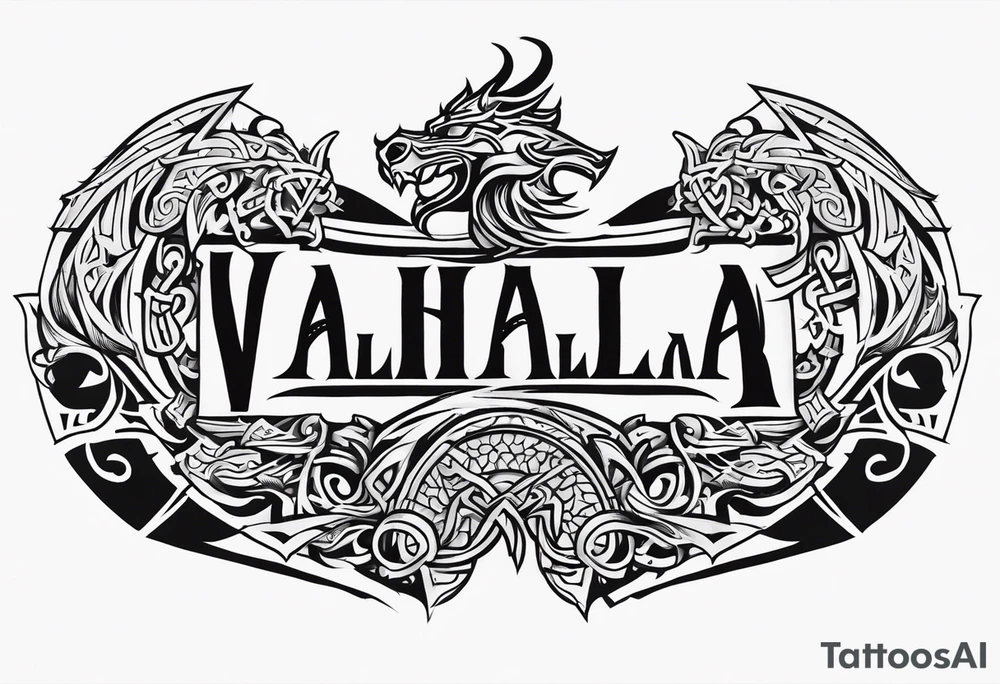 Viking sword Valhalla dragon tattoo idea