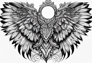 wings with filigree and african tribal patterns for a sleeve tattoo idea