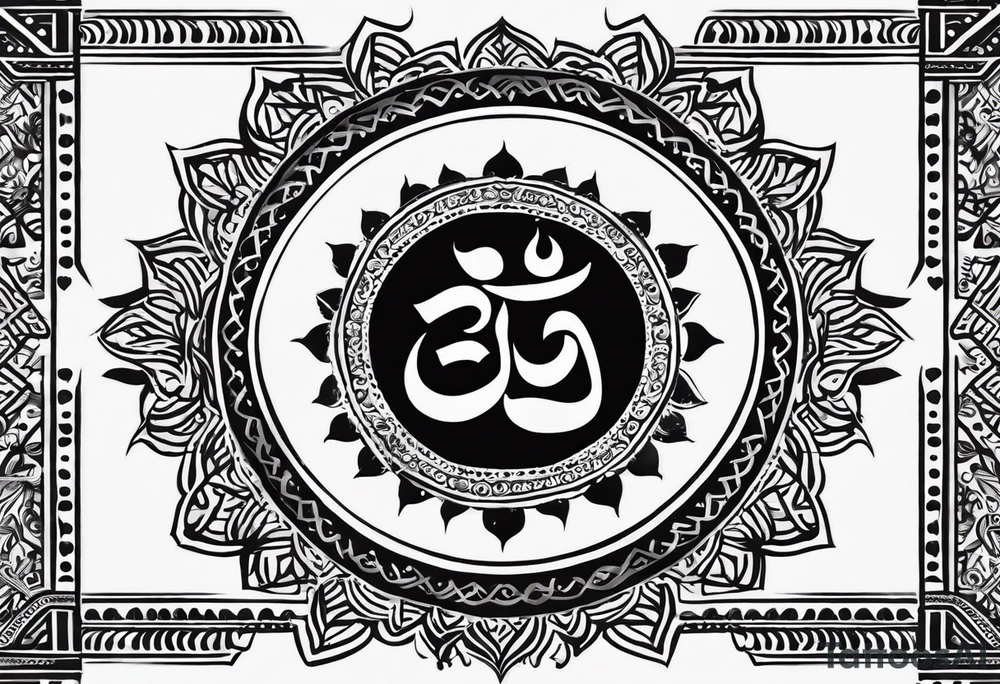 Tattoo ਨਿਰਭਉ ਨਿਰਵੈਰ written in Gurmukhi written text. Add fire and heart to symbolize strength and love tattoo idea