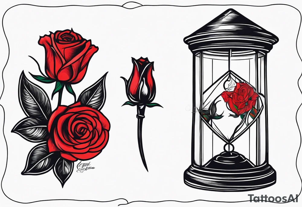 Leuchtturm und Rose schwarz tattoo idea