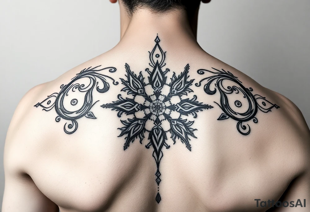 Sak Yant tattoo, spiritual, Unalome style, about regrets, addictions, self-focus, limited time, live fully. tattoo idea